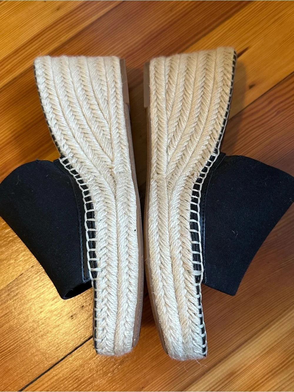 Black Espadrille Slide Wedge Sandals -  Women